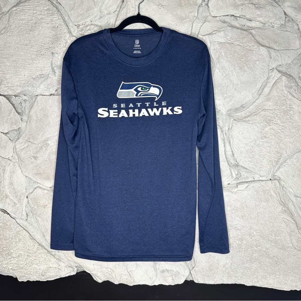 NFL Team Apparel | Women’s Seattle Seahawk Long Sleeve Blue T-Shirt, Size L